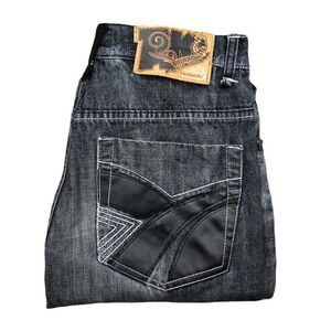 Akademiks Embroidered Jeans Size 32 Gray